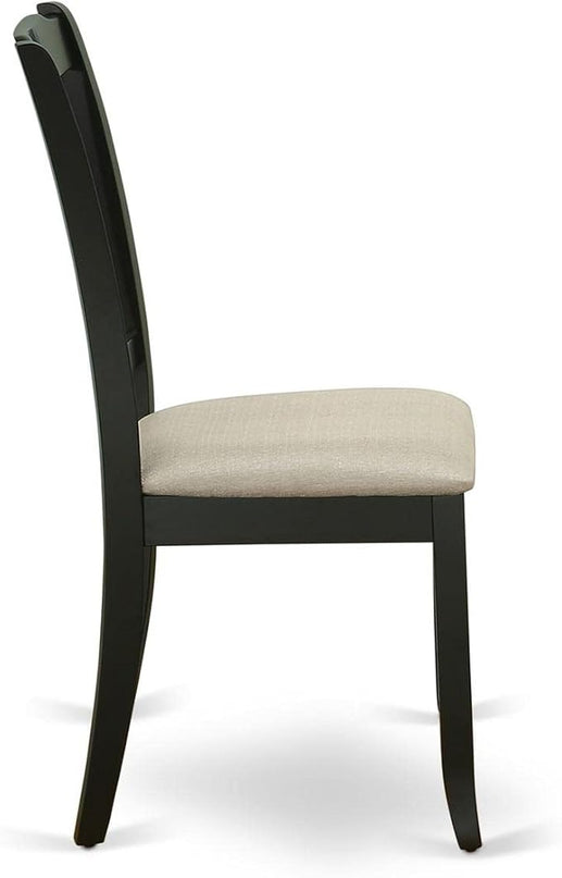 East West Furniture DAC-BLK-C Danbury Kitchen Dining Chairs - Linen Fabric Upholstered Wooden Chairs, Set of 2, Black - LeafyLoom