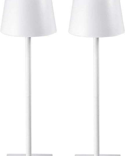 2 Pack Cordless Table Lamps, 3 Colors Stepless Dimming, 5000mAh Rechargeable Battery LED Desk Lamp for Bedroom/Couple Dinner/Desk/Cafe/Dining Room/Terrace - LeafyLoom