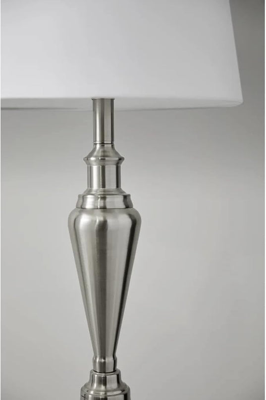 Adesso 1583-22 Glendale 3-Piece Floor Lamp Set, 59.5 in./25.5 in., 150W, Brushed Steel/White, 3 Antique Lamps - LeafyLoom