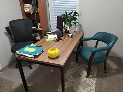 BIBOC 24X63 inches Computer Desk/Dining Table, Office Desk, Composite Wood Board Sturdy Writing Workstation for Home Office Walnut and Black Legs (Walnut, 63X24 inch) - LeafyLoom