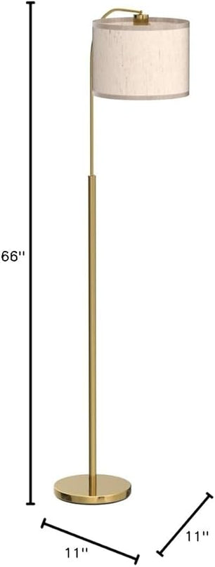 Boncoo LED Floor Lamp Fully Dimmable Modern Standing Lamp Arc Floor Lamp with Adjustable Drum Shade, Gold Tall Pole Reading Lamp Corner Light for Living Room Bedroom Study Room, Bulb Included - LeafyLoom
