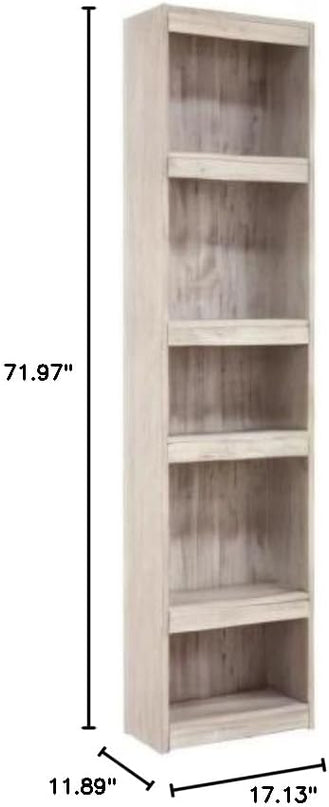 Signature Design by Ashley Willowton Coastal Entertainment Center Pier Bookcase with 3 Adjustable Shelves, Whitewash - LeafyLoom