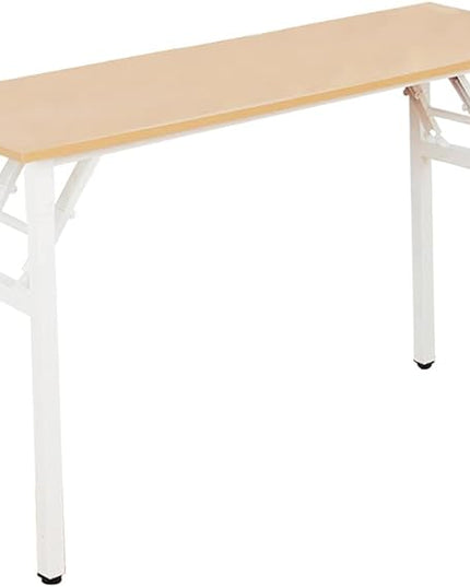 SDHYL 47 inchesNo Assembly Foldable Computer Desk for Home Office Workstation, Study and Writing, Teak Board and White Leg - LeafyLoom