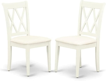 East West Furniture NDCL5-LWH-C Norden 5 Piece Room Set Includes a Rectangle Kitchen Table with Dropleaf and 4 Fabric Upholstered Dining Chairs, 30x48 Inch, Linen White - LeafyLoom