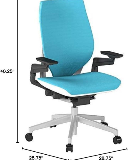 Steelcase Gesture Office Chair - Ergonomic Work Chair with Wheels for Carpet - Comfortable Office Chair - Intuitive-to-Adjust Chairs for Desk - 360-Degree Arms - Blue Jay Fabric - LeafyLoom