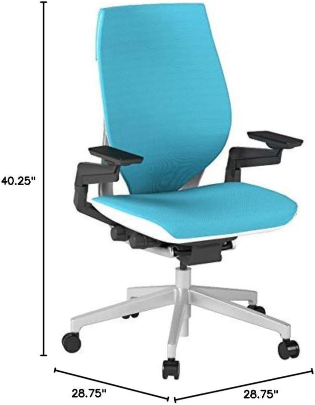Steelcase Gesture Office Chair - Ergonomic Work Chair with Wheels for Carpet - Comfortable Office Chair - Intuitive-to-Adjust Chairs for Desk - 360-Degree Arms - Blue Jay Fabric - LeafyLoom