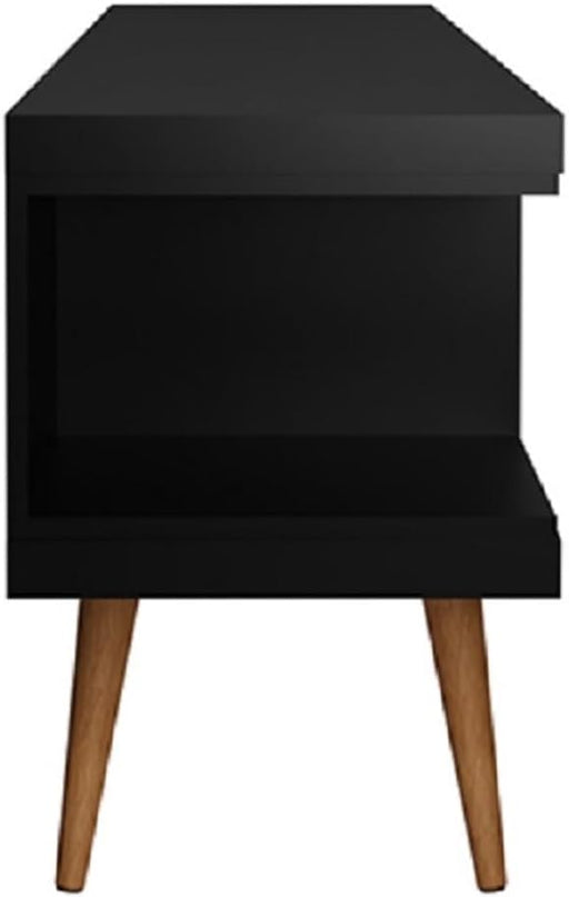 Manhattan Comfort Utopia 70.47" Freestanding Entertainment Center for Living Room, Mid Century Modern TV Stand with Shelves, Storage and Media Holes, Fits 65" Screens, 70.47 Inches, Black - LeafyLoom