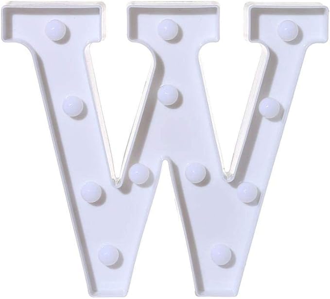 LED Letter Lights Sign I Light Up Letters Sign for Night Light Wedding Birthday Party Battery Powered Christmas Lamp Home Bar Decoration (W) - LeafyLoom
