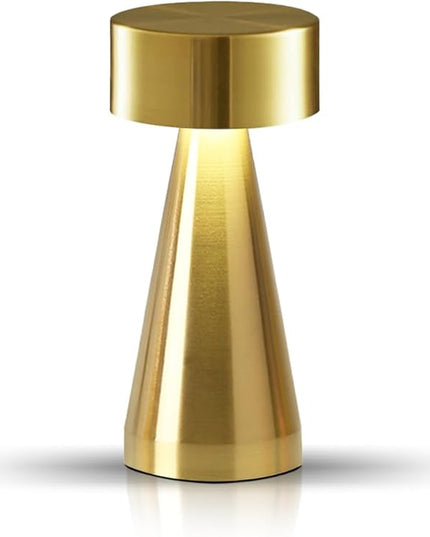 Portable Metal Desk Lamp, Cordless LED Table Lamp,3 Color Touch Control Rechargeable Lamp,3-Levels Brightness Room Decor Desk Lamp,Bedside Lamp,Night Light, Dining Room Lamp (Gold) - LeafyLoom