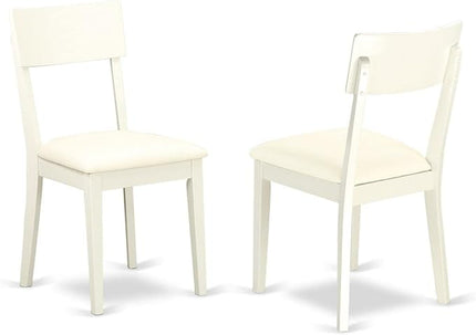 East West Furniture ANAD3-LWH-LC 3 Piece Kitchen Set Contains a Round Room Table with Pedestal and 2 Faux Leather Upholstered Dining Chairs, 36x36 Inch, Linen White - LeafyLoom