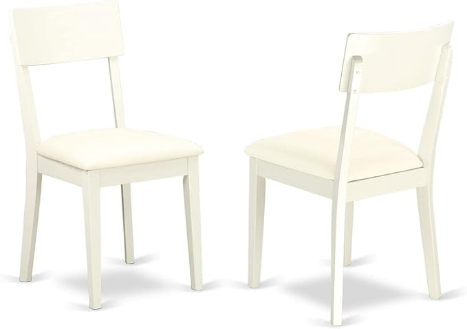 East West Furniture ANAD3-LWH-LC 3 Piece Kitchen Set Contains a Round Room Table with Pedestal and 2 Faux Leather Upholstered Dining Chairs, 36x36 Inch, Linen White - LeafyLoom