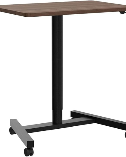 28-Inch Height Adjustable Laptop Desk, Sit-to-Stand Desk with Lockable Wheels, Rolling Standing Mobile Desk Cart for Home Office Classroom (Coffee) - LeafyLoom
