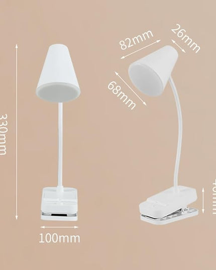 Reading book light,Led desk lamp,White,Desk lamp with USB charging port,Standing, clip-on,Battery and USB dual-use,360° rotating hose,Eye-care desk light,Small and cute desk lamp,Clip on Office lamp - LeafyLoom
