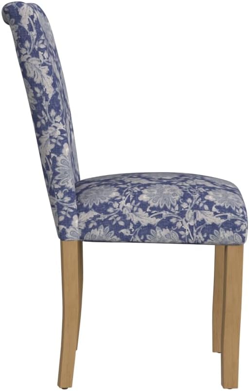 HomePop Classic Parsons Dining Chairs, Pack of 2, Blue Floral Print - LeafyLoom