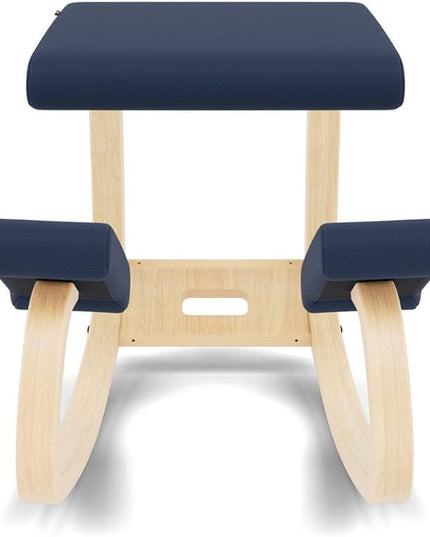 Varier Variable Balans Original Kneeling Chair Designed by Peter Opsvik (Dark Blue Revive Fabric with Natural Ash Base) - LeafyLoom