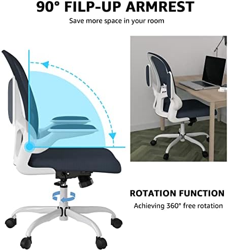 Ergonomic Office Chair, Comfort Swivel Home Office Task Chair, Breathable Mesh Desk Chair, Lumbar Support Computer Chair with Flip-up Arms and Adjustable Height - LeafyLoom
