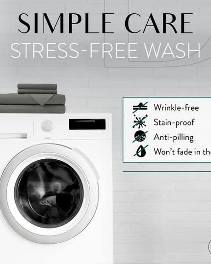 Danjor Linens Full Size Sheets Set - 6 Piece Set Including 4 Pillowcases- Deep Pockets - Breathable, Soft Bed Sheets - Wrinkle Free - Machine Washable - Gray Bed Sheets - 6 pc - LeafyLoom