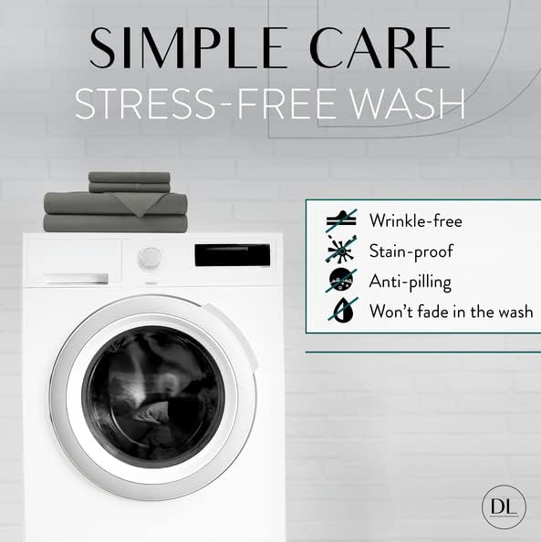 Danjor Linens Full Size Sheets Set - 6 Piece Set Including 4 Pillowcases- Deep Pockets - Breathable, Soft Bed Sheets - Wrinkle Free - Machine Washable - Gray Bed Sheets - 6 pc - LeafyLoom