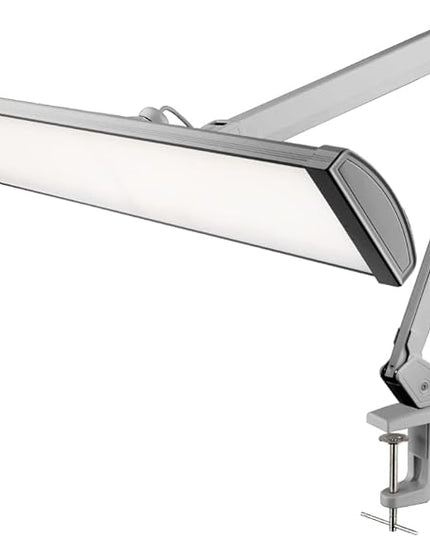Neatfi Ultra 3,500 Lumen LED Desk Lamp, 45W, 26-Inch Wide Metal Shade, 270 SMD LEDs (Non-CCT with Clamp, Silver) - LeafyLoom