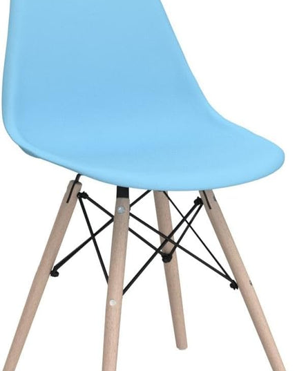 CangLong Modern Mid-Century Side Chair Dining Chair with Natural Wood Legs for Kitchen, Living, Dining Room, Set of 2, Blue - LeafyLoom