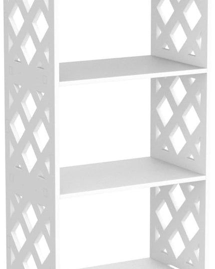 Bookcase 4 Tier, 3-Shelf Kids Bookshelf - Compact Book Organizer and Open Shelf Rack for Bedroom, Living Room, Office, Bathroom - Ideal Small Bookcase for Small Spaces - White - LeafyLoom