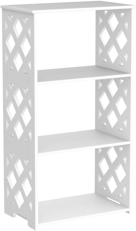 Bookcase 4 Tier, 3-Shelf Kids Bookshelf - Compact Book Organizer and Open Shelf Rack for Bedroom, Living Room, Office, Bathroom - Ideal Small Bookcase for Small Spaces - White - LeafyLoom