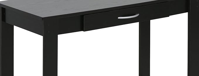 FURINNO Jaya Writing Desk For Residential Use With DrawerBlack, Blackwood, Large - LeafyLoom