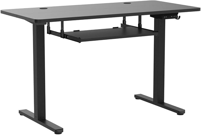 FEZIBO Standing Desk with Keyboard Tray, 48 × 24 Inches Electric Height Adjustable Desk, Sit Stand Up Desk, Computer Office Desk, Black - LeafyLoom