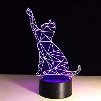Lucky Fortune Cat 3D Night Light 7 Color Change LED Table Lamp Xmas Toy Gift - LeafyLoom