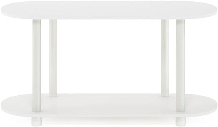 Furinno Turn-N-Tube No Tools Modern Oval Side Table, White/Virgin White - LeafyLoom