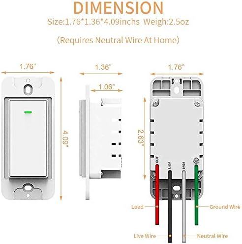 Alexa Light Switch, Double Smart WiFi Light Switches, Smart Switch 2 Gang Compatible with Alexa and Google Home, Neutral Wire Needed, with Remote Control, Timing Schedule, No hub Required (4Pack) bekca