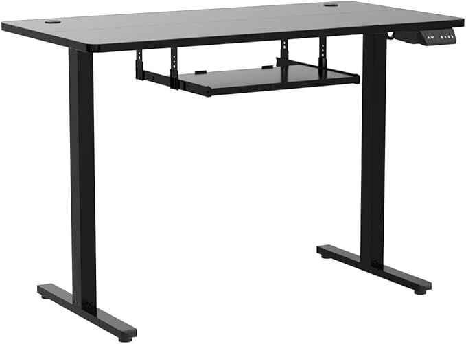 FEZIBO Standing Desk with Keyboard Tray, 40 × 24 Inches Electric Height Adjustable Desk, Sit Stand Up Desk, Computer Office Desk, Black - LeafyLoom