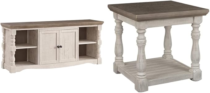 Signature Design by Ashley Havalance Farmhouse TV Stand and End Table Bundle | Fits TVs up to 65 inches - LeafyLoom