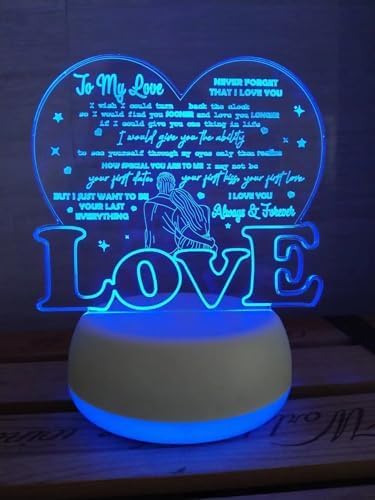 Night Light I Love You Valentine Gifts Love Heart Acrylic 3D LED USB 7 Colors Change LED Table Lamp Xmas Toy Gift for Girlfriends or Boyfriends Wife Husband - LeafyLoom