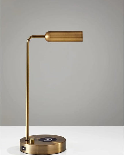 Adesso 3162-21 Kaye LED Desk Lamp Wireless Charging, 7W LED, 5W QI, USB Port, Indoor Lighting Lamps - LeafyLoom