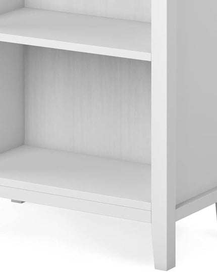 SIMPLIHOME Artisan SOLID WOOD 26 Inch Contemporary 5 Shelf Bookcase in White, For the Living Room, Study Room and Office - LeafyLoom
