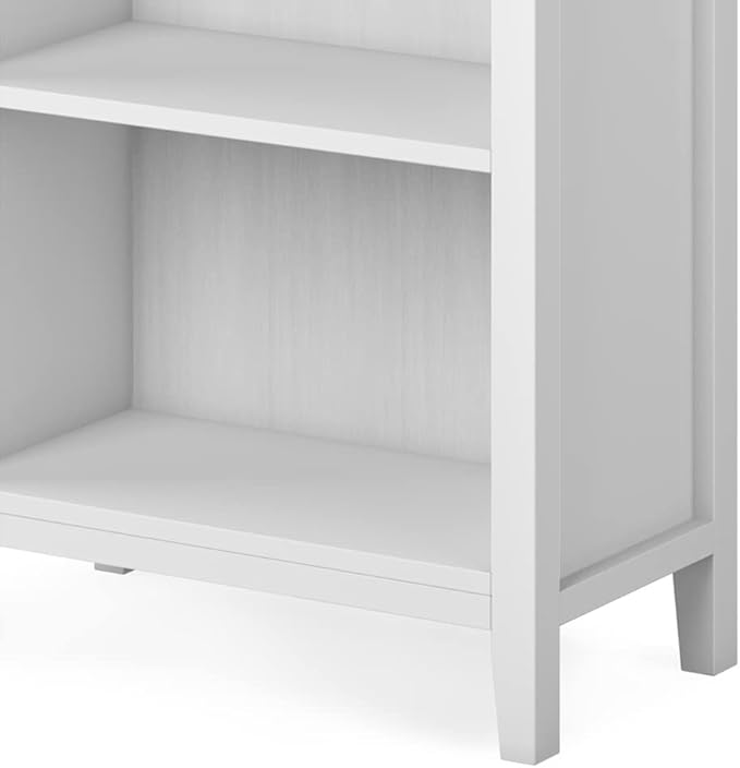 SIMPLIHOME Artisan SOLID WOOD 26 Inch Contemporary 5 Shelf Bookcase in White, For the Living Room, Study Room and Office - LeafyLoom