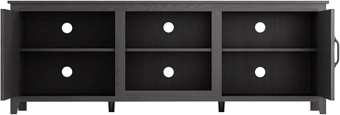 NicBex TV Stand for 60 Inch TV TV Console Table with 2 Doors and 4 Open Storage Compartments Cabinet for TV Box,Entertainment Center with Storage for Living Room,Bedroom,70.08 Inch,Black - LeafyLoom