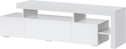 Merax Modern Style 16-Colored LED Lights TV Cabinet Up to 70 inch Television, UV High Gloss Surface Entertainment Center with DVD Shelf, 73.2" Length, White - LeafyLoom