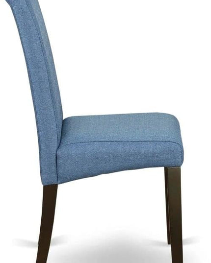 East West Furniture ANBA3-CAP-21 3 Piece Dining Set Contains a Round Kitchen Table with Pedestal and 2 Blue Color Linen Fabric Upholstered Parson Chairs, 36x36 Inch - LeafyLoom