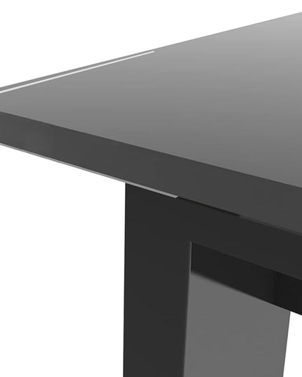 NicBex Dining Table Contemporary Kitchen Table Farmhouse Rustic Tempered Glass Black Dining Table, Simple Rectangular Metal Table Legs Living Room Kitchen Table, Easy Assembly, Black - LeafyLoom