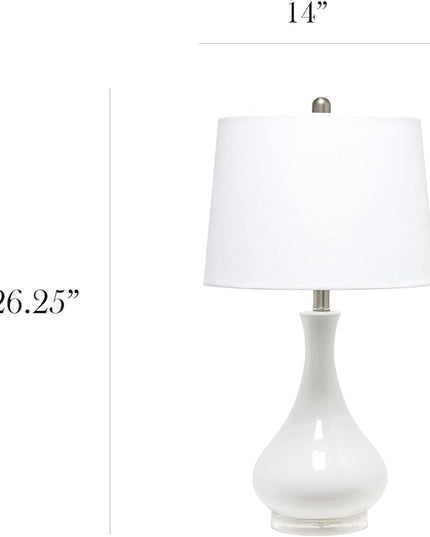 Elegant Designs LT3312-LTB Ceramic Genie Tear Drop Shaped Glossy Table Lamp, Light Blue - LeafyLoom