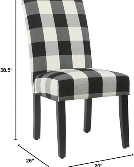 HomePop Classic Parsons Dining Chairs, Pack of 2, Black Plaid(Set of 2) - LeafyLoom