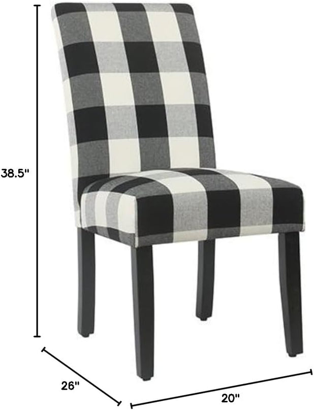 HomePop Classic Parsons Dining Chairs, Pack of 2, Black Plaid(Set of 2) - LeafyLoom