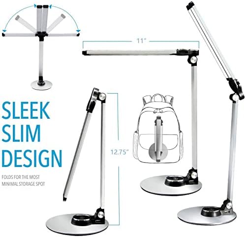 NUNET LED Desk Lamps for Home Office,Piano Lamp for Upright Piano,NULED Rotatable Aluminum Desk Lamp with USB Charging Port,Eye-Caring Reading Light/3 Lighting Modes/Brightness diammable Lamp,Silver - LeafyLoom