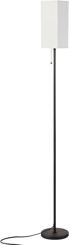 Tall Floor Lamp with Linen Shade - 3 Color Temperature, Black, LED Bulbs, Pull Chain Switch, Easy Assembly - LeafyLoom
