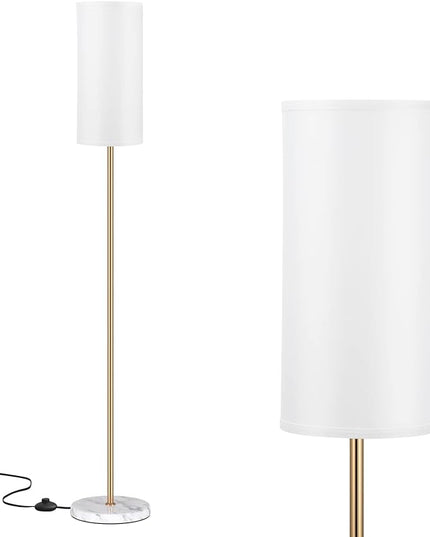 Ambimall Living Room Modern Pole Lamps for Bedrooms Tall, Gold, Marble Base, 62'' Tall Lamp for Office, Kids Room, Reading, Minimalist Floor Lamp - LeafyLoom