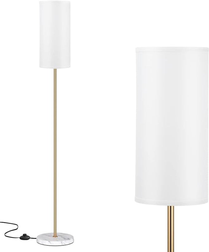 Ambimall Living Room Modern Pole Lamps for Bedrooms Tall, Gold, Marble Base, 62'' Tall Lamp for Office, Kids Room, Reading, Minimalist Floor Lamp - LeafyLoom