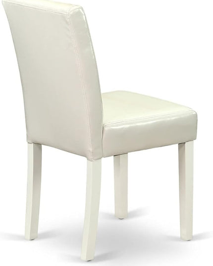 East West Furniture 1NDAB5-LWH-64 5 Piece Dinette Set for 4 Includes a Rectangle Room Table with Dropleaf and 4 White Faux Leather Parson Dining Chairs, 30x48 Inch - LeafyLoom