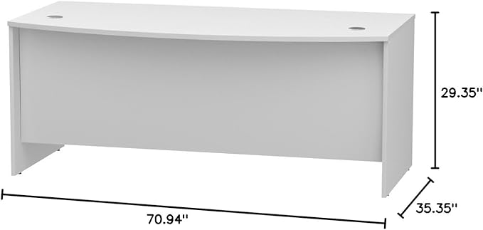 Bush Business Furniture Studio C Bow Front Desk, Computer Table for Home or Professional Office, 72W x 36D, White - LeafyLoom